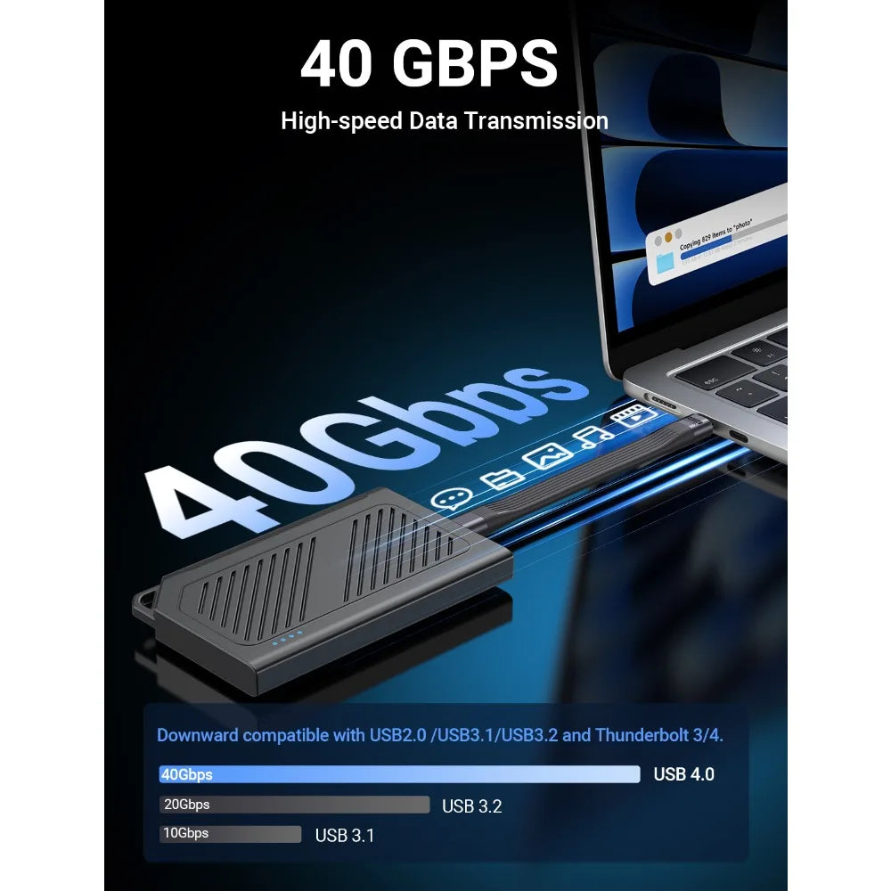 240W USB4 Type C to Type C Short Cable 40Gbps Fast Charging Data Cable for Laptop and Phone