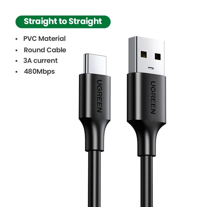 90 Degree USB-C to USB-C Fast Charge Cable 3A Nylon Right Angle Gaming Data Lead 480Mbps