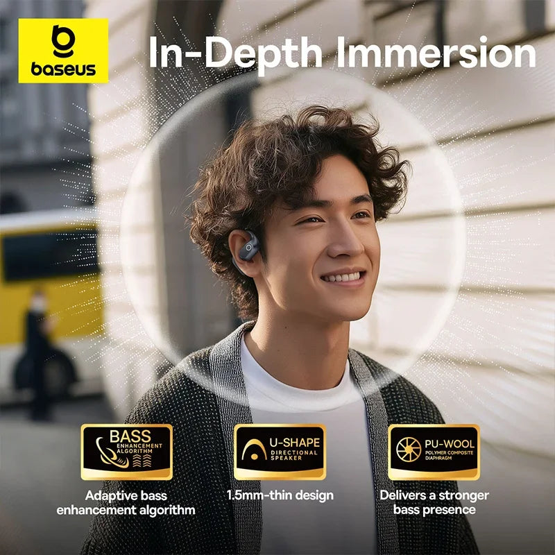 Open-Ear Bluetooth 6.0 Sports Earbuds with Ear Hooks IPX5 Waterproof 36H True Wireless Bass