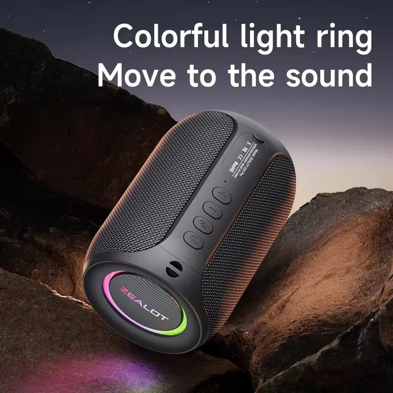 IPX5 Water Resistant Portable Bluetooth Speaker with Deep Bass, LED Lighting and Long Battery Life