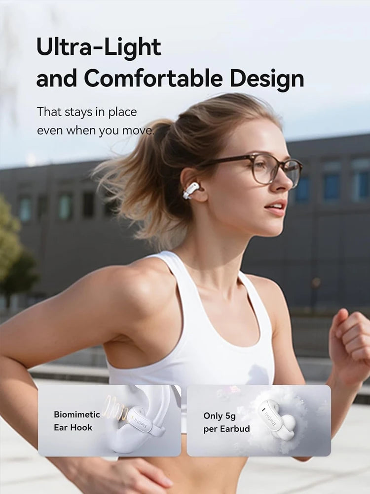 Open Ear Clip-On Wireless Earbuds with Bluetooth 5.4 Deep Bass Lightweight IPX5 28H Battery Life
