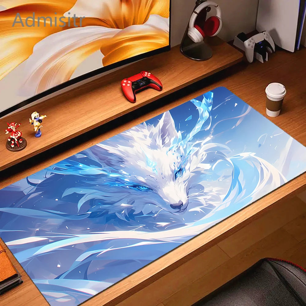 XXL Cartoon Fox Gaming Mouse Pad Non-Slip Rubber Desk Mat for Computer and Office Use