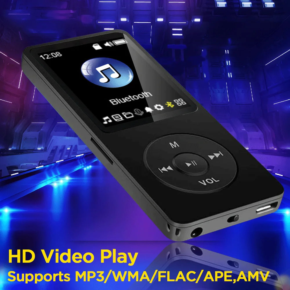 Portable Bluetooth MP3 MP4 Player with FM Radio Recorder HIFI Audio USB Charging and 16GB Storage