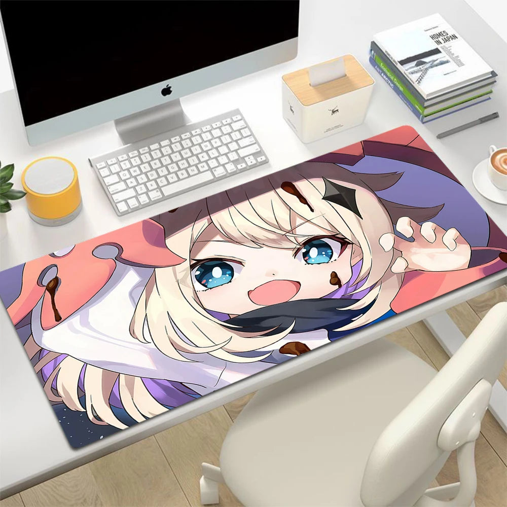 XL Anime Gaming Mouse Pad with Anti-slip Rubber Base, Stitched Edges, Custom Print Options
