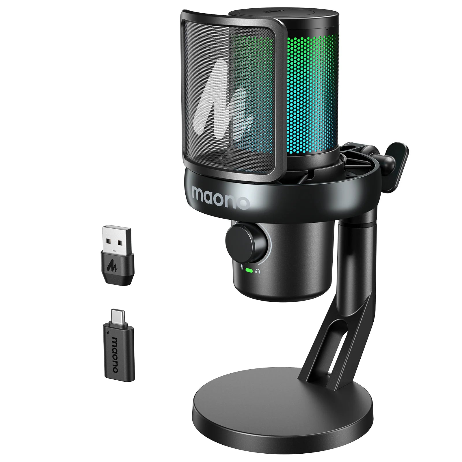 Wireless USB Gaming Microphone with AI Voice Changer Noise Reduction for PC Laptop Streaming