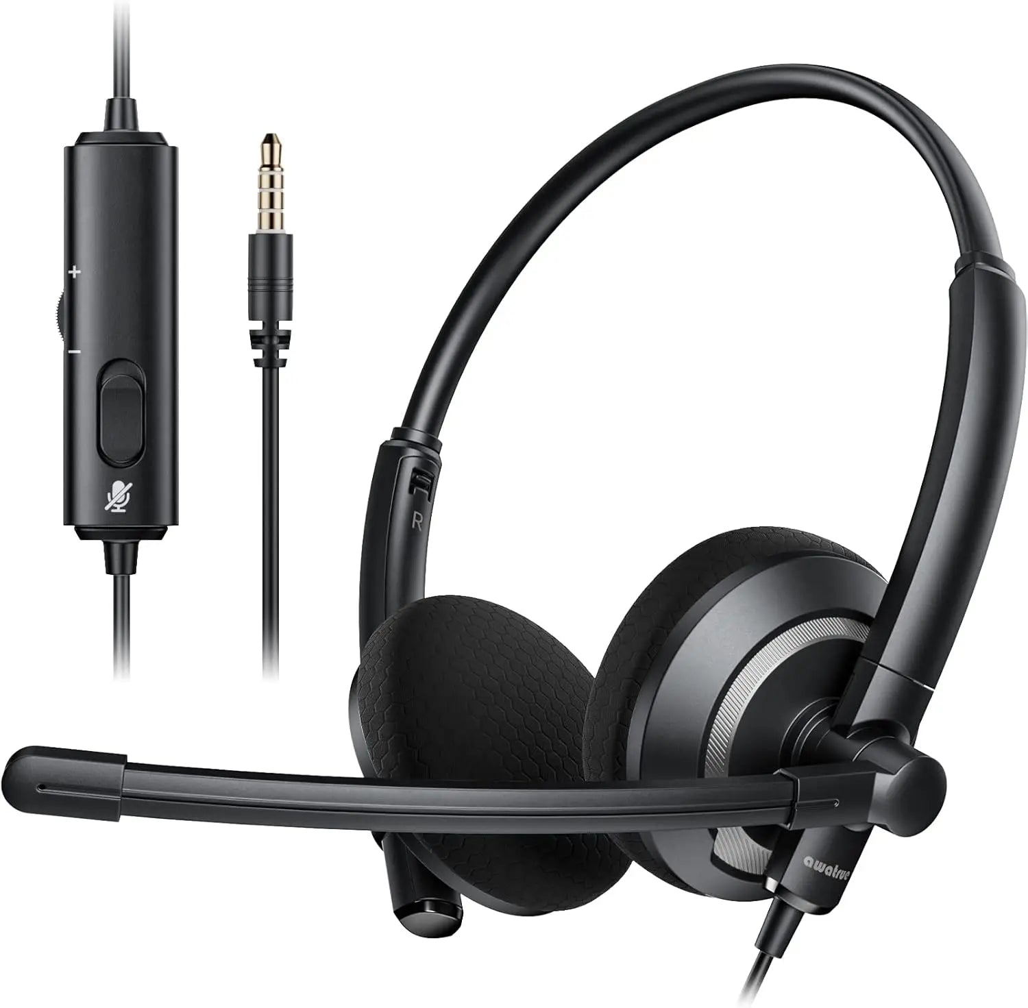 Wired USB Headset with Noise Cancelling Microphone and In Line Control for PC and Laptop