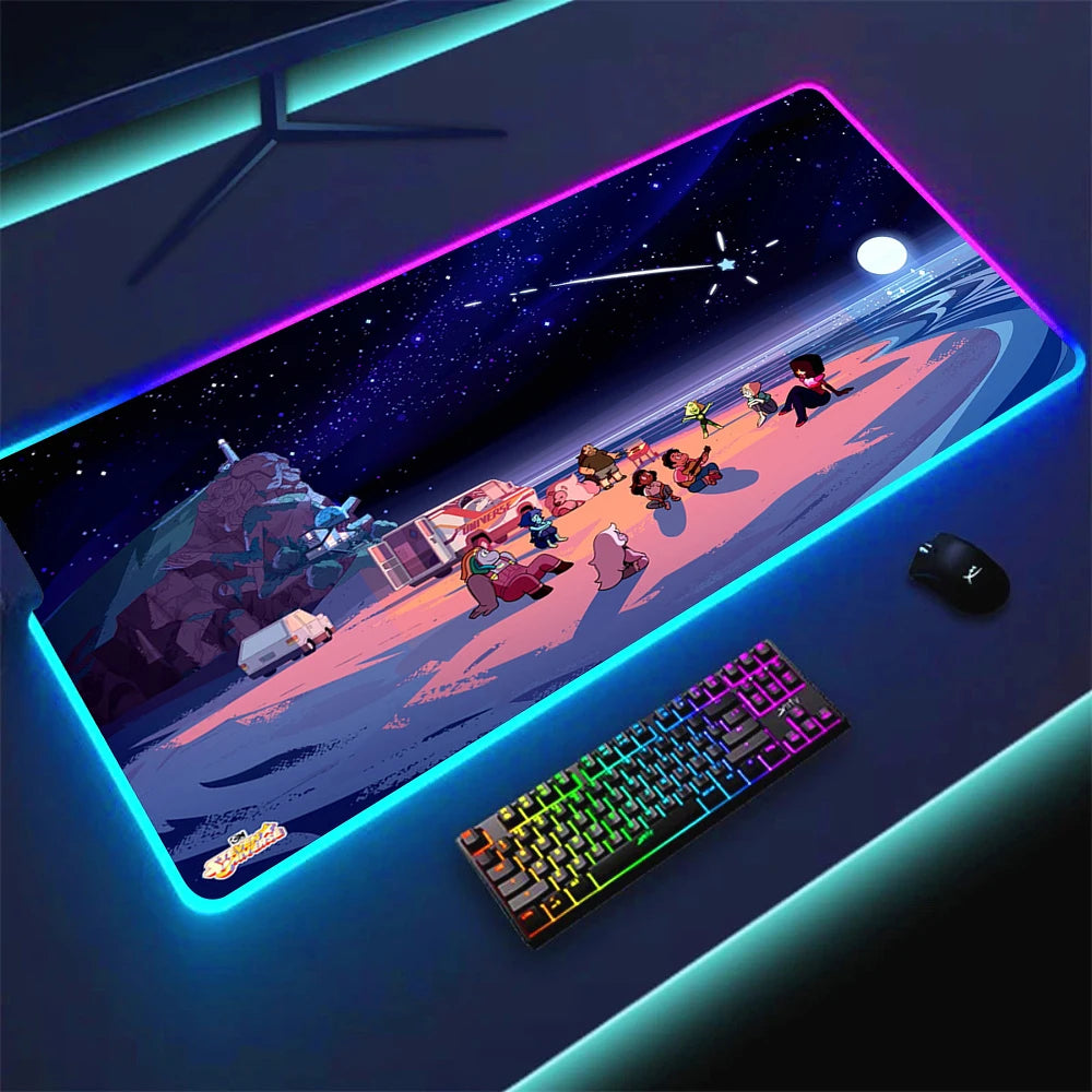 RGB Anime Gaming Mouse Pad with LED Lighting Non-slip Surface Large Waterproof Desk Mat