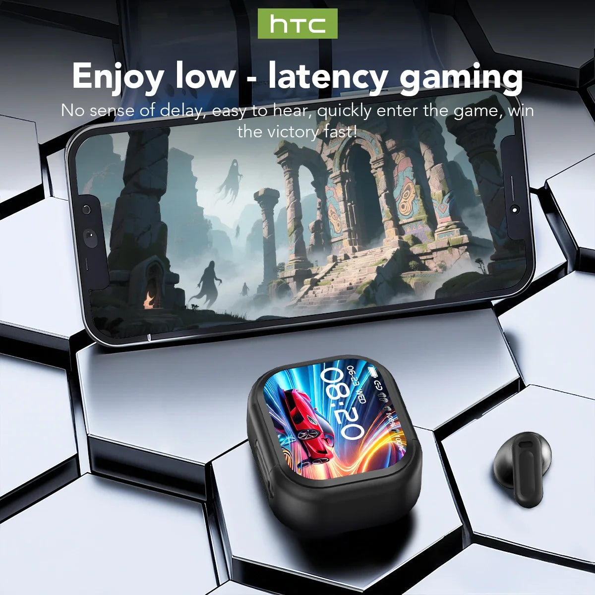 Bluetooth 5.3 Open Ear Sports Earbuds with AI Translator and Touch Screen Case