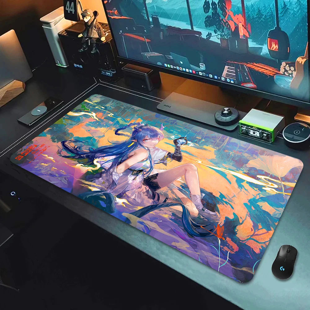 Large Gaming Mouse Pad with Non-Slip Rubber Base and Anime-Inspired Design for E-Sports Setups