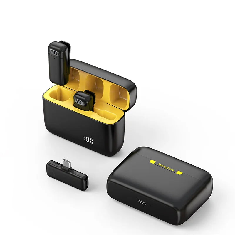 Wireless Lavalier Microphone with Charging Case Noise-Cancelling Clip Mic for Phones and Laptops