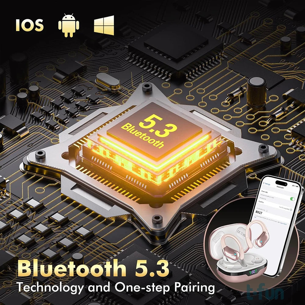Wireless Bluetooth 5.3 Sport Earbuds with AI Noise Reduction and IPX7 Waterproof Design