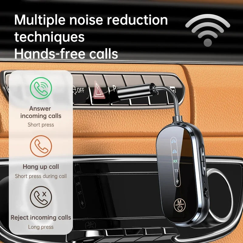 Bluetooth 5.4 Transmitter Receiver with 3.5mm AUX Wireless Audio Adapter for TV Car and Aeroplane