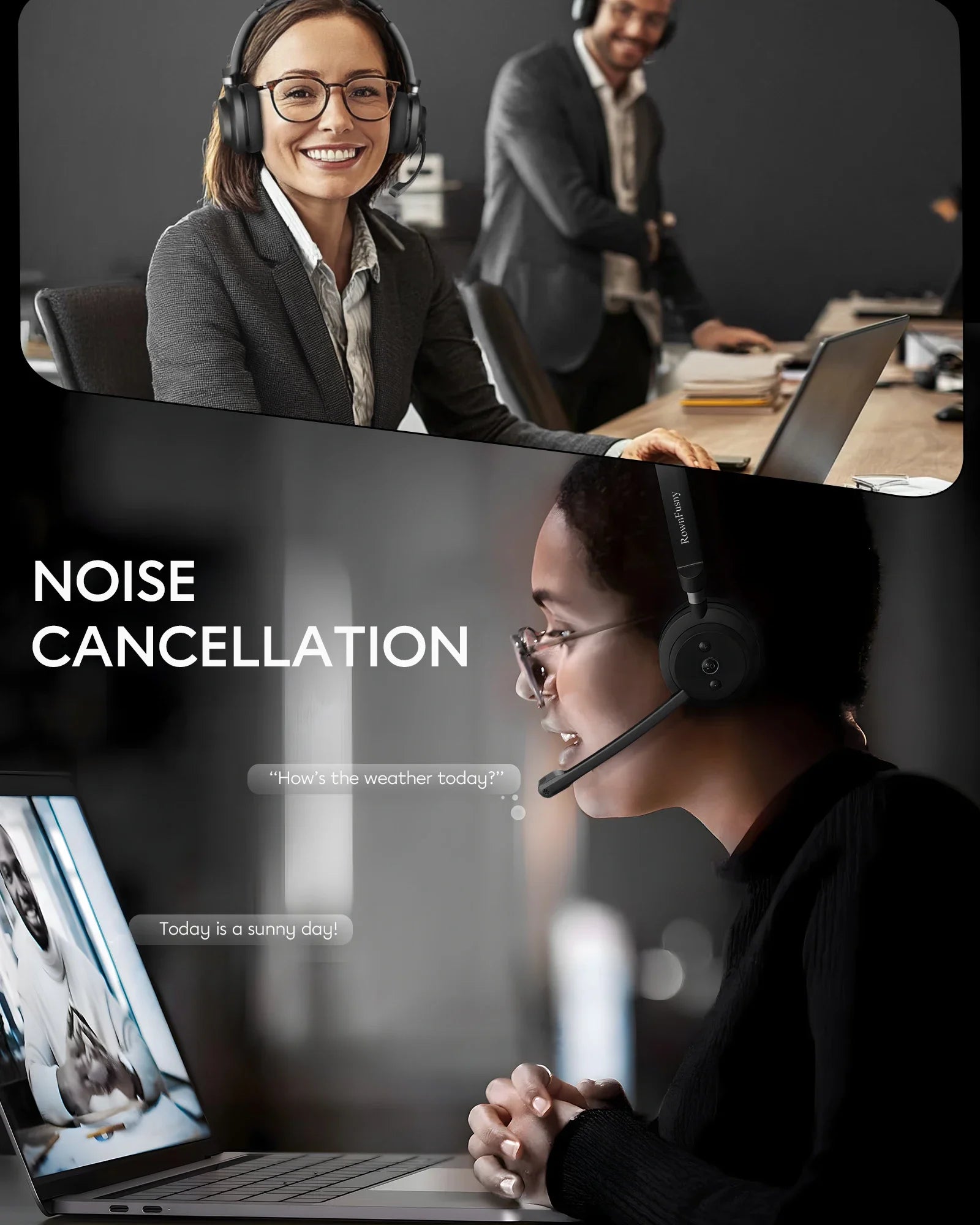 Wireless Bluetooth Over Ear Headset with Noise Cancelling Microphone for Work and Social Calls