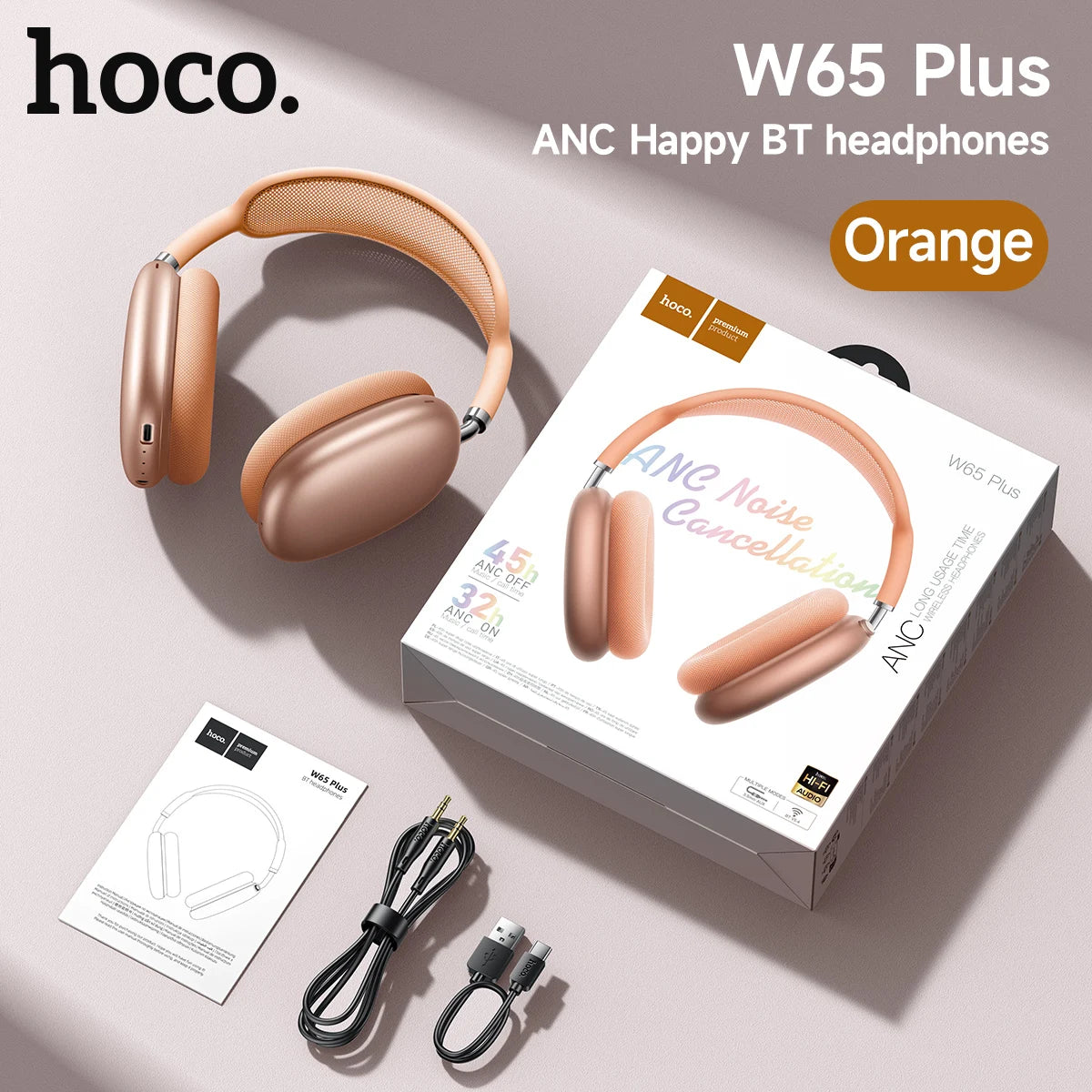 Wireless Over-Ear Headphones with Active Noise Cancelling Bluetooth and HiFi Sound
