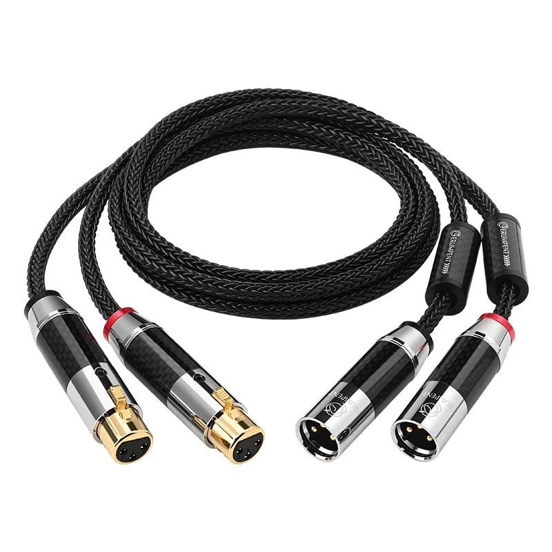 Premium OCC Silver Plated XLR Male to Female Balanced Audio Cable Pair for Studio Use