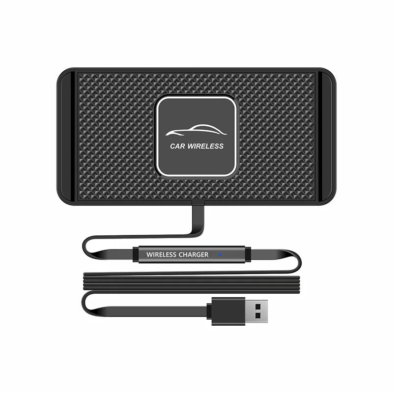 Wireless Car Charging Pad with Fast Type C Connection and Non Slip Design for Smartphones