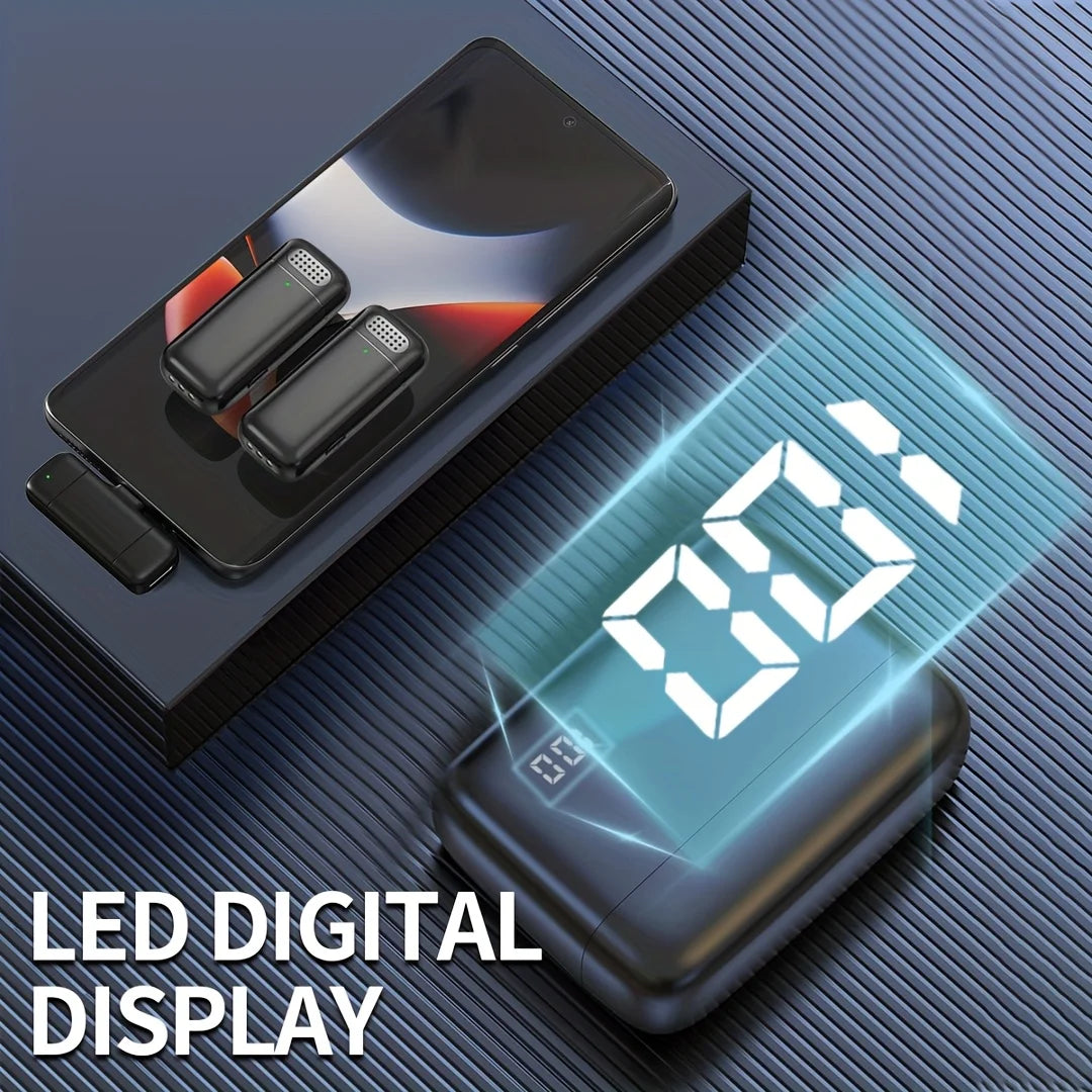 Wireless Lavalier Microphone with Charging Case Noise-Cancelling Clip Mic for Phones and Laptops