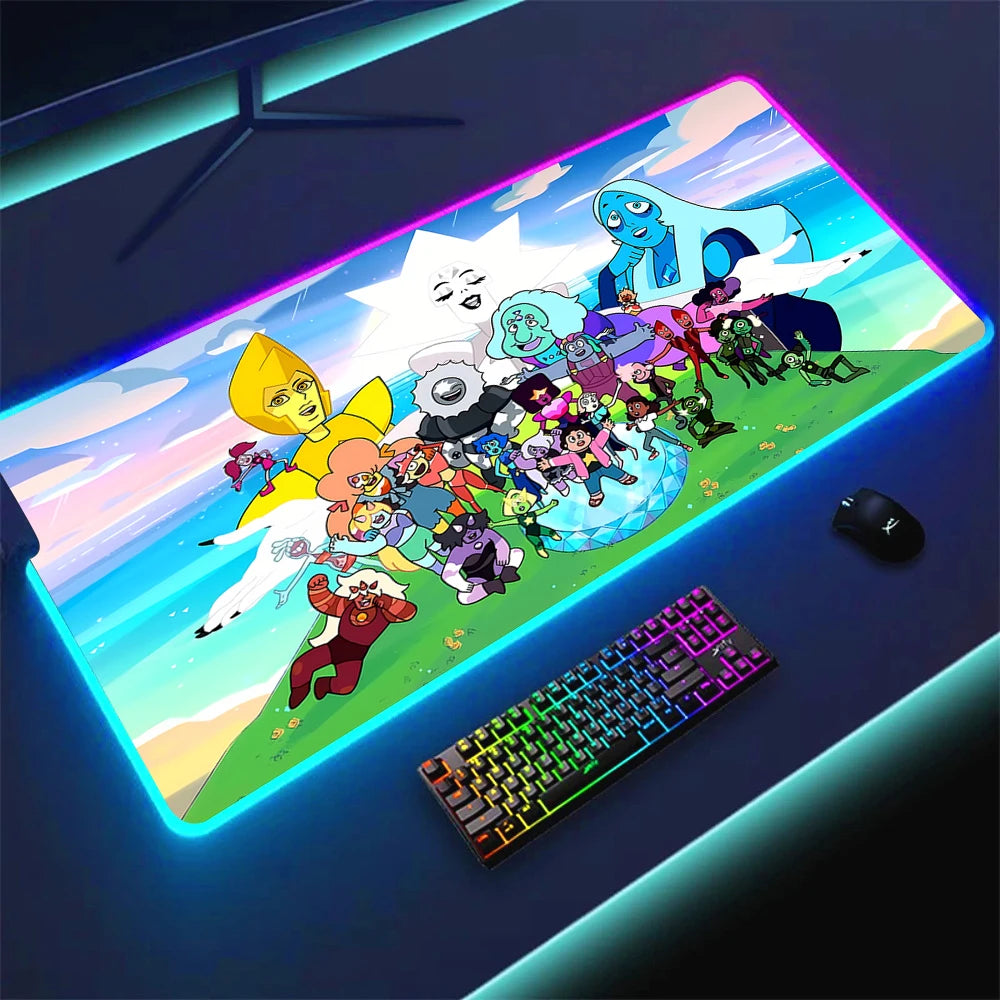 RGB Anime Gaming Mouse Pad with LED Lighting Non-slip Surface Large Waterproof Desk Mat