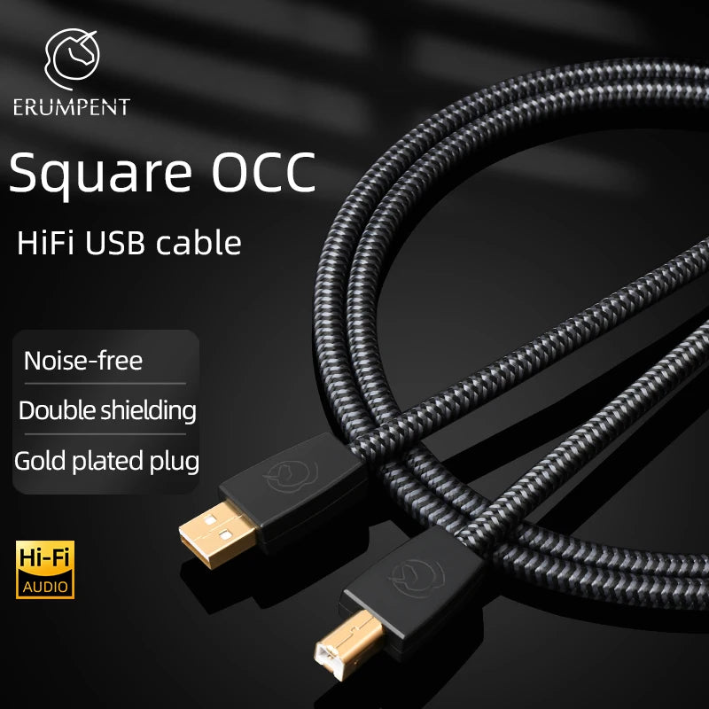 Premium HiFi USB OTG Audio Cable Type A to B OCC Shielded Cord for DAC and Sound Card