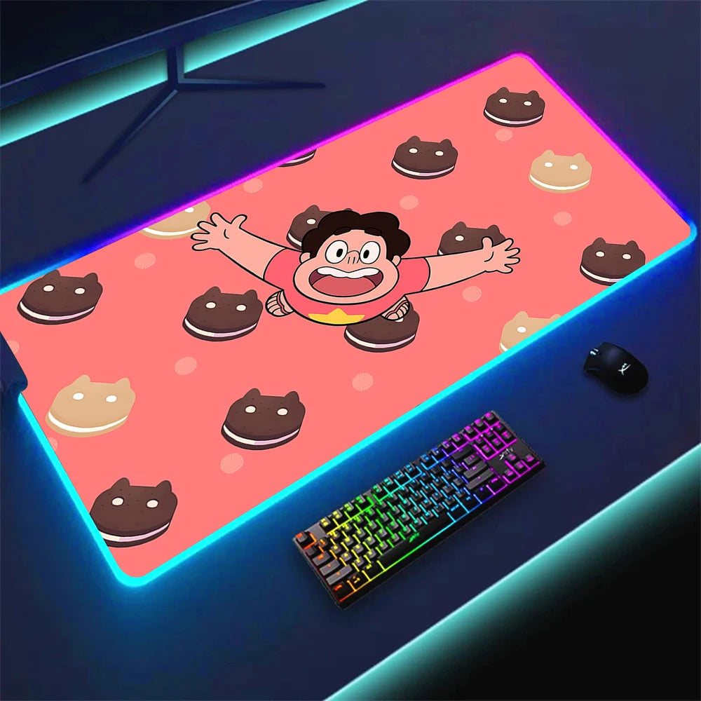 RGB Anime Gaming Mouse Pad with LED Lighting Non-slip Surface Large Waterproof Desk Mat
