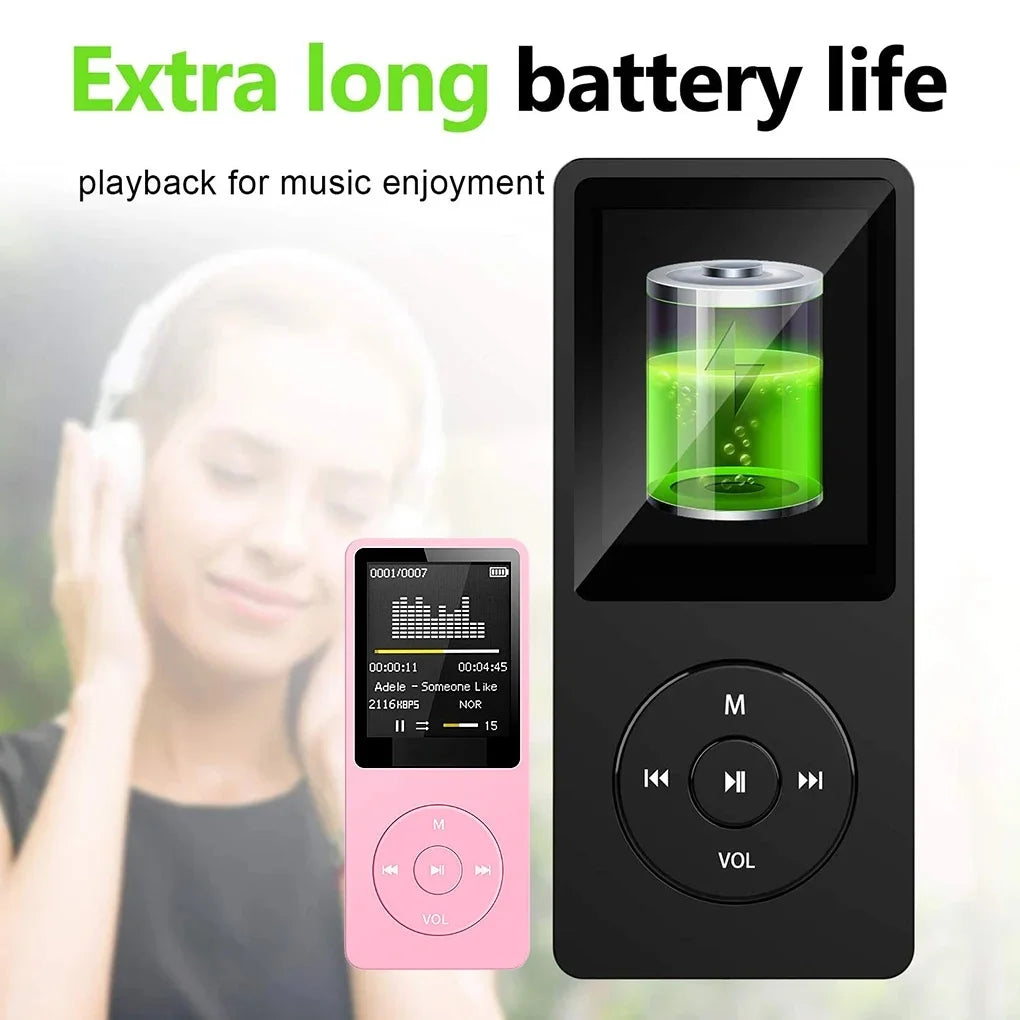 Ultra-Thin Portable MP3 Player with Lossless Audio FM Radio Voice Recorder and Expandable Storage