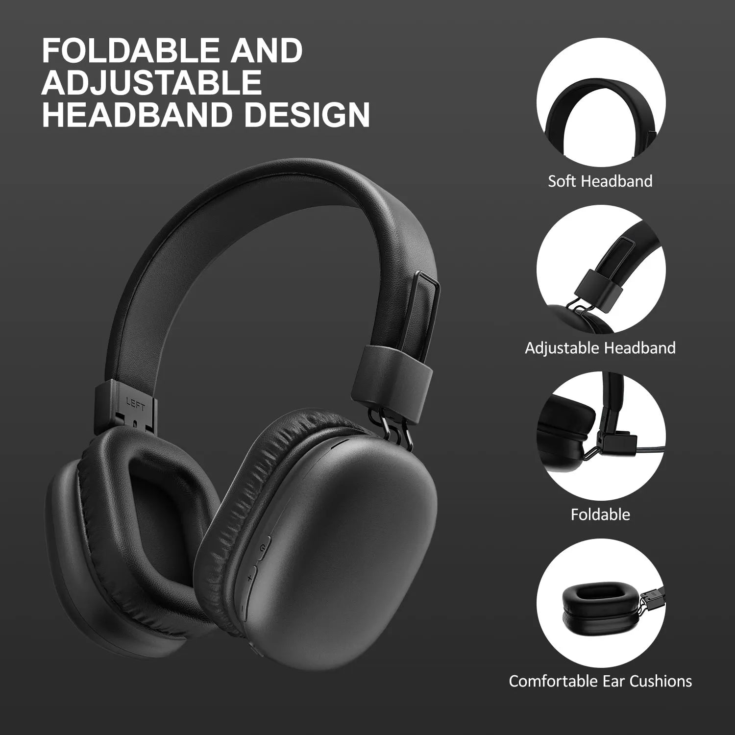 Dual Wireless Over Ear Bluetooth Headphones with Hi-Res Audio Performance and ENC Mic
