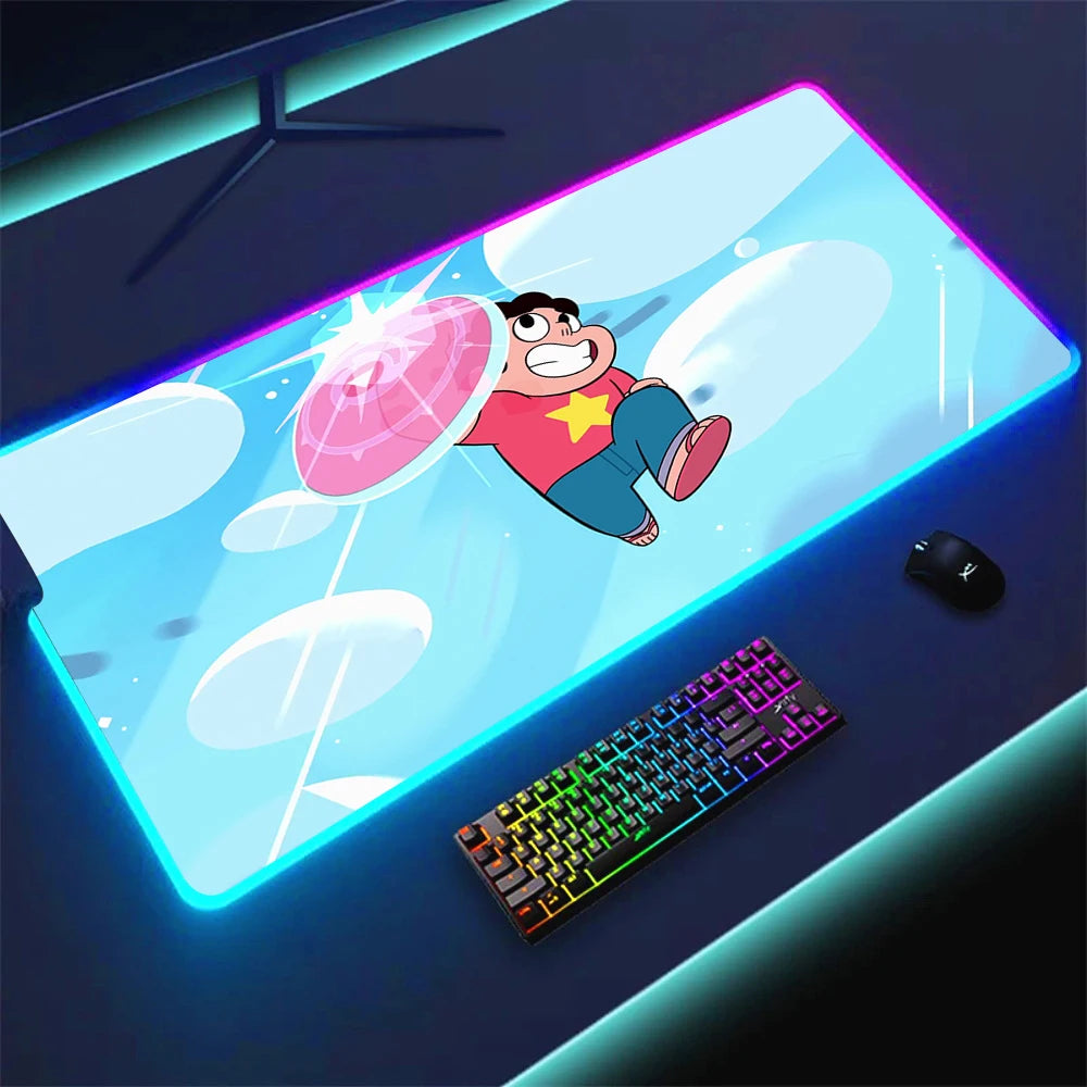 RGB Anime Gaming Mouse Pad with LED Lighting Non-slip Surface Large Waterproof Desk Mat