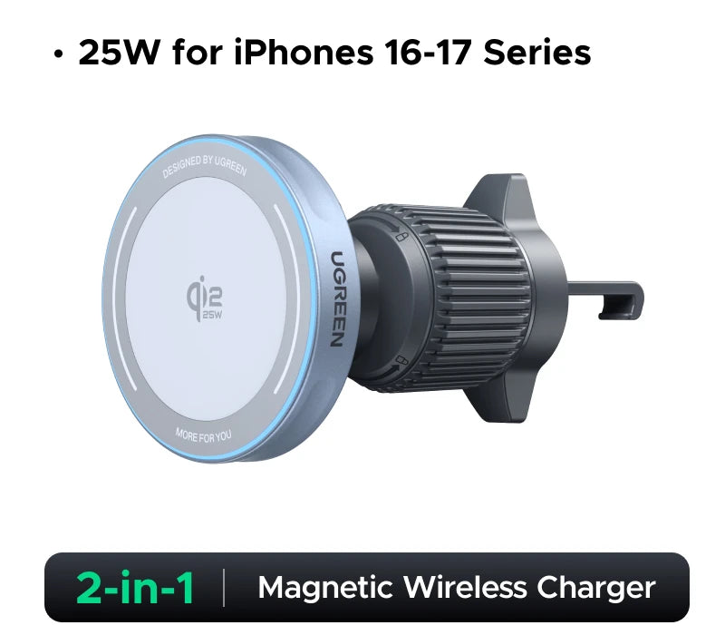 Qi2 25W Magnetic Wireless Car Charger Stand for iPhone 17 16 15 Pro Max Fast Charging