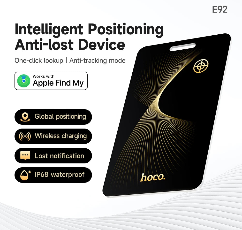 Ultra-Thin Waterproof Smart Tracker Card with Wireless Charging for Wallets iOS and Android Devices