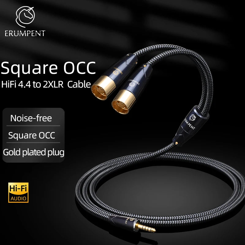 Premium 4.4mm to Dual 3Pin XLR Balanced Audio Adapter Cable for DAC AMP and Studio Equipment
