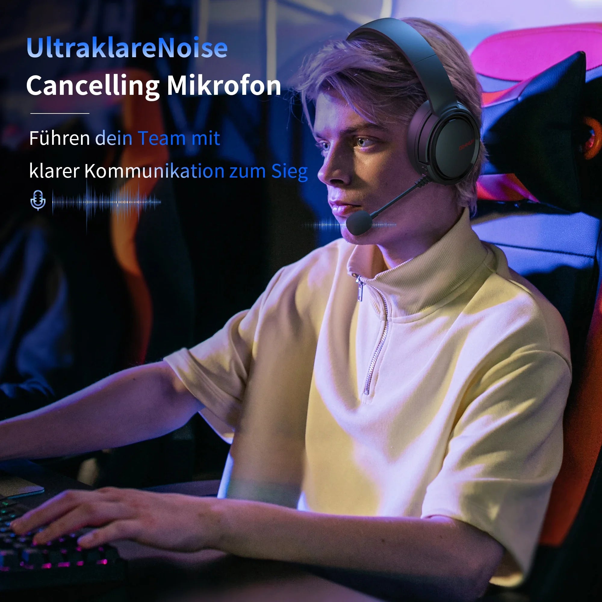 Wireless Gaming Headset with Bluetooth 5.2 and Noise Cancelling Microphone for PC and Console