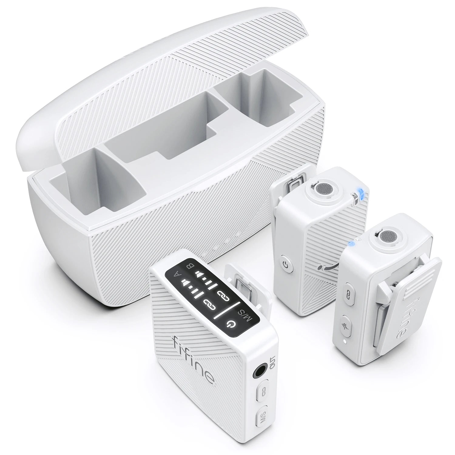 Dual Wireless Lavalier Microphone System with Charging Case 50m Range for Vlogging Interviews