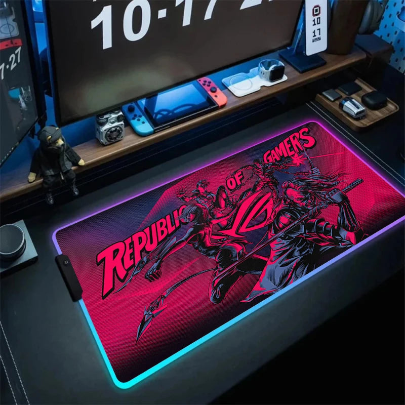 Large RGB Gaming Mouse Pad with Backlight Non Slip Surface for Keyboard and Desk Protection