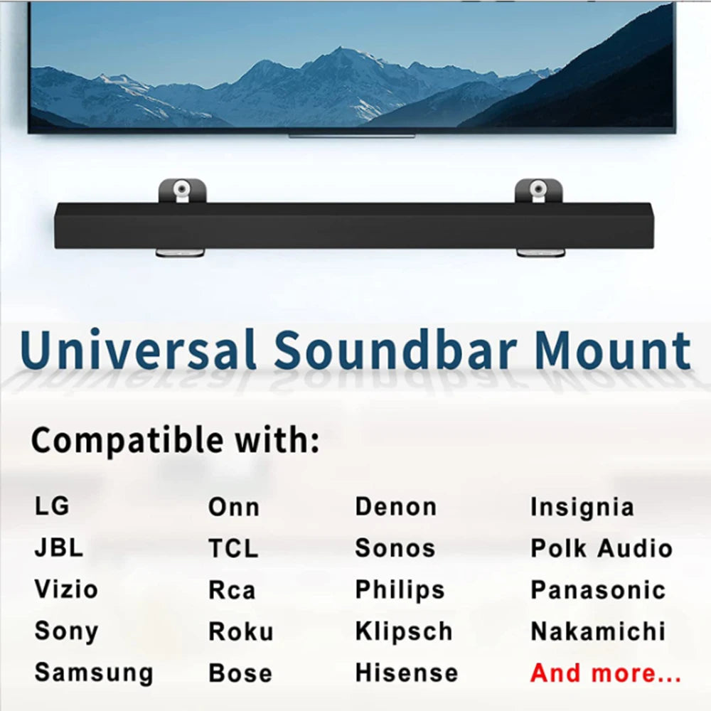 Universal Wall Mount Brackets for Sound Bar Speakers Compatible with Home Theatre Systems