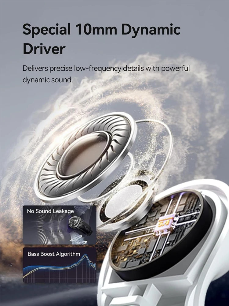 Open Ear Clip-On Wireless Earbuds with Bluetooth 5.4 Deep Bass Lightweight IPX5 28H Battery Life