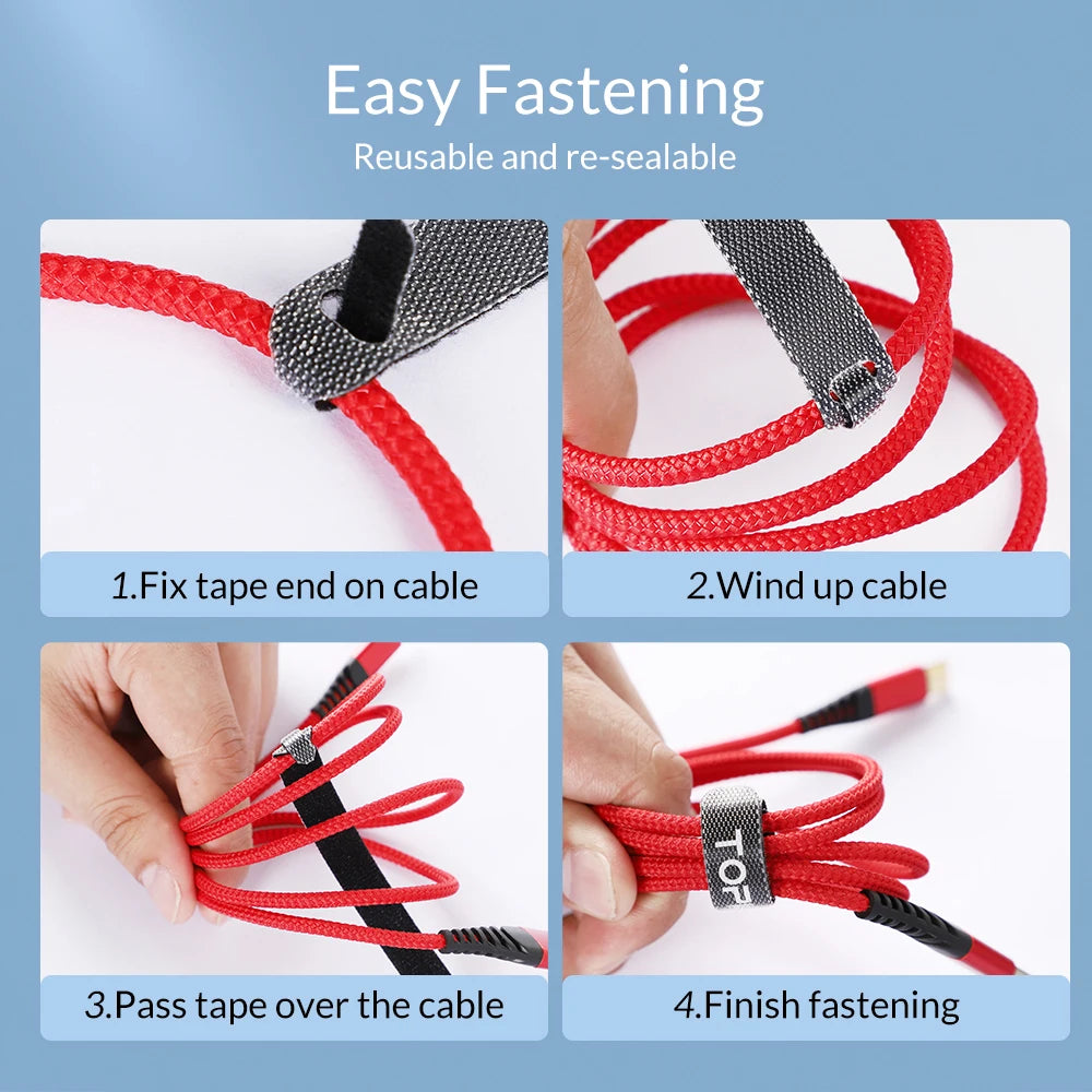 Reusable Adjustable Nylon Cable Organiser Ties for Mouse Earphones and Wires with Loop Strap