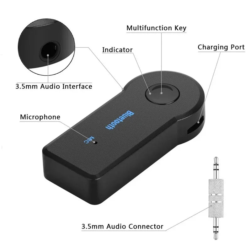 TIDEBOOM 2-in-1 Bluetooth 5.0 Receiver and Transmitter with 3.5mm AUX Jack for Car and Headphones