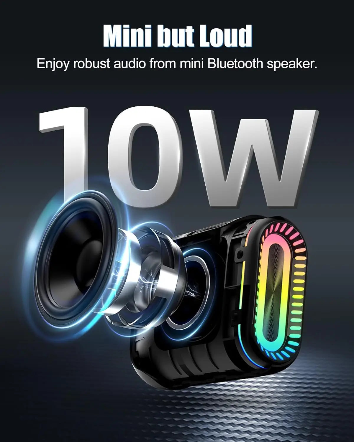 Portable Mini Bluetooth Speaker with Deep Bass, IP67 Waterproof Design and 24 Hour Playtime