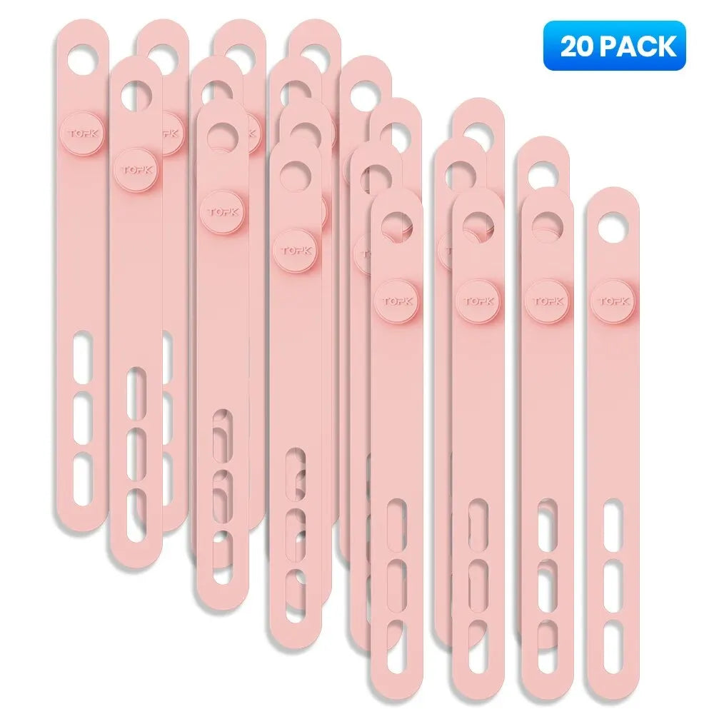 Reusable Silicone Cable Ties Cord Organiser Straps Adjustable Lengths for Wires Home Office