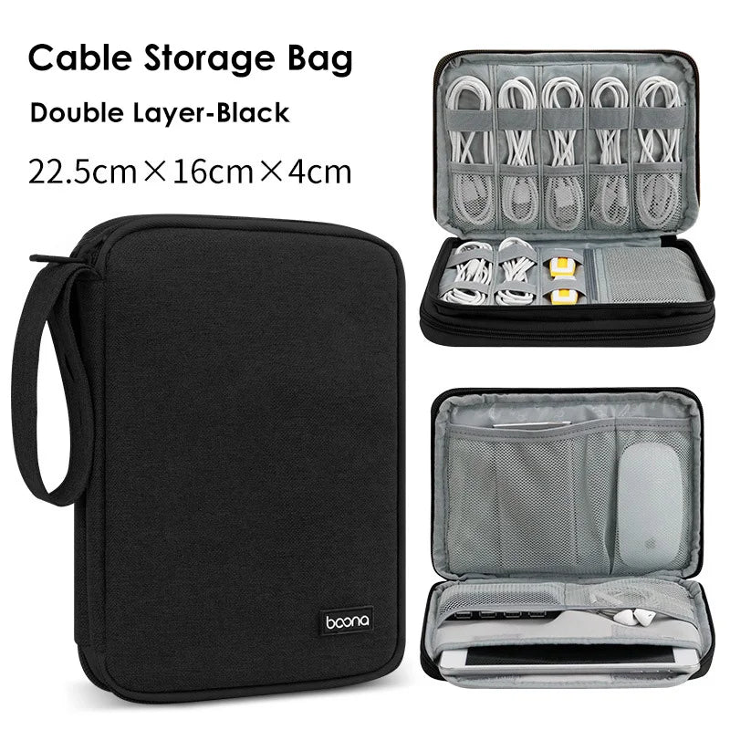 Portable Electronics Protective Storage Bag for Tablets Phones Power Banks Cables Travel Tech Pouch