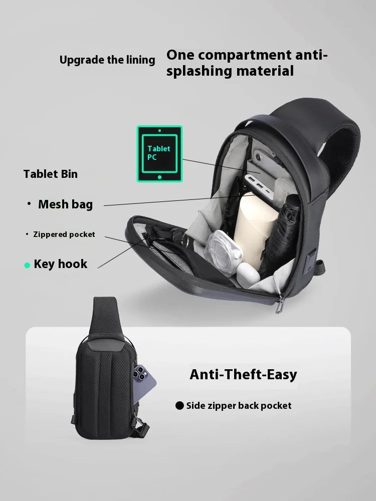 Mini Hard-shell Waterproof Crossbody Bag with USB Charging Port for Everyday and Travel Use