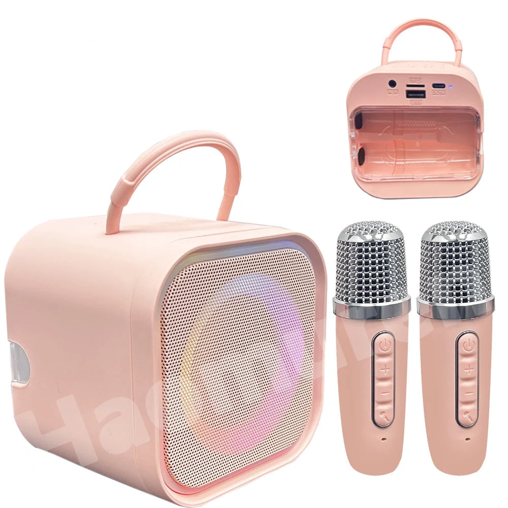 Mini Karaoke Machine for Kids – Portable All-in-One Bluetooth Speaker with 2 Microphones