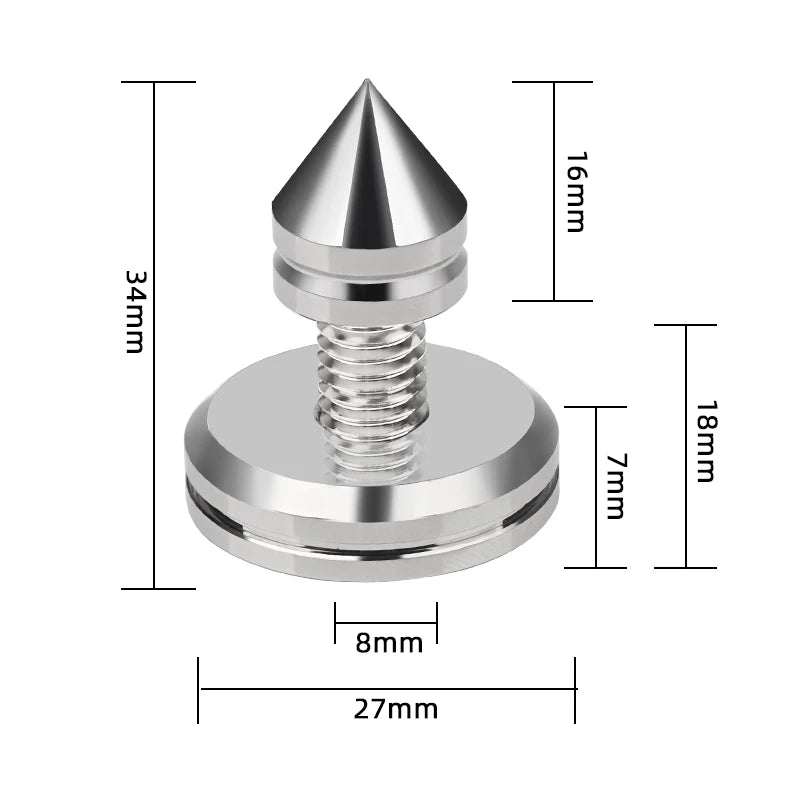 Pure Copper Rhodium Plated Isolation Feet and Damping Spikes for Amplifiers and Speakers