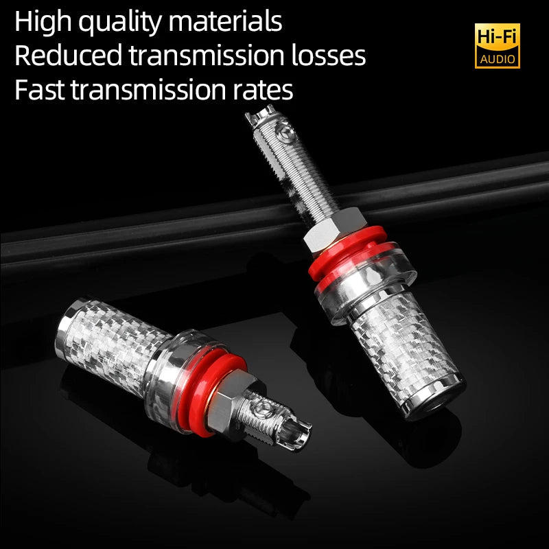 Premium Carbon Fibre Rhodium Plated Speaker Binding Posts for HiFi Amplifiers and Speakers