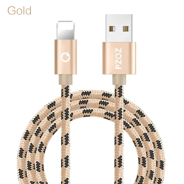 Short USB Charging Cable 25cm 50cm 1m Fast Charge Nylon Data Cord Compatible with iPhone Devices