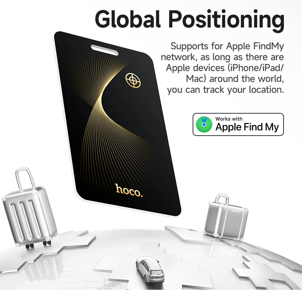Ultra-Thin Waterproof Smart Tracker Card with Wireless Charging for Wallets iOS and Android Devices