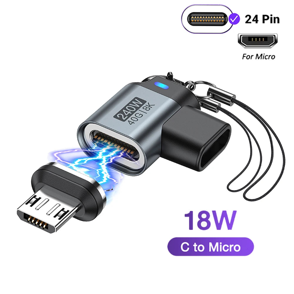 USB C Magnetic Adapter 40Gbps 8K 60Hz 240W PD Fast Charge Converter for Laptops and Devices