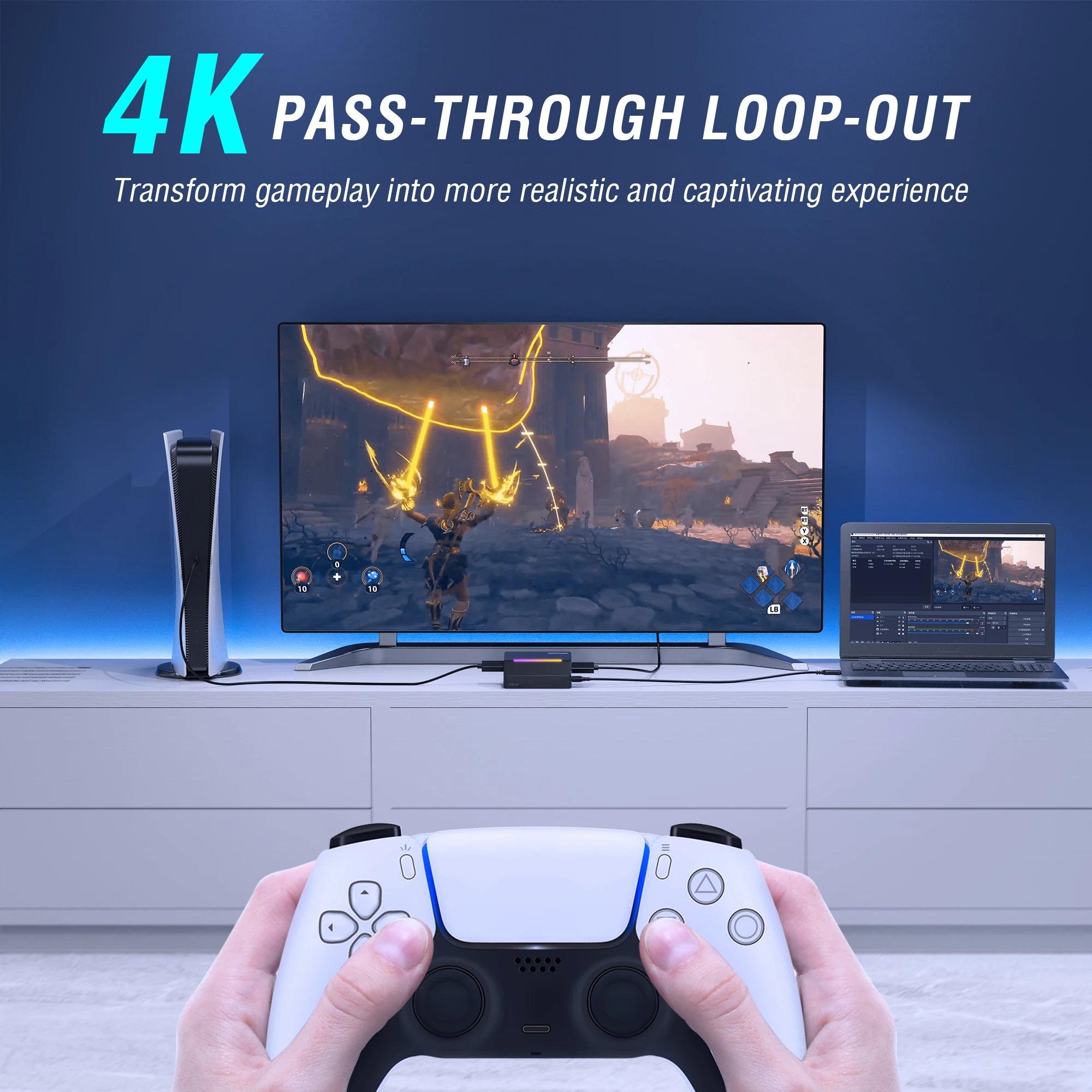4K HDMI Video Capture Card with RGB USB 3.0 for Live Streaming Gaming PS5 Xbox Switch PC