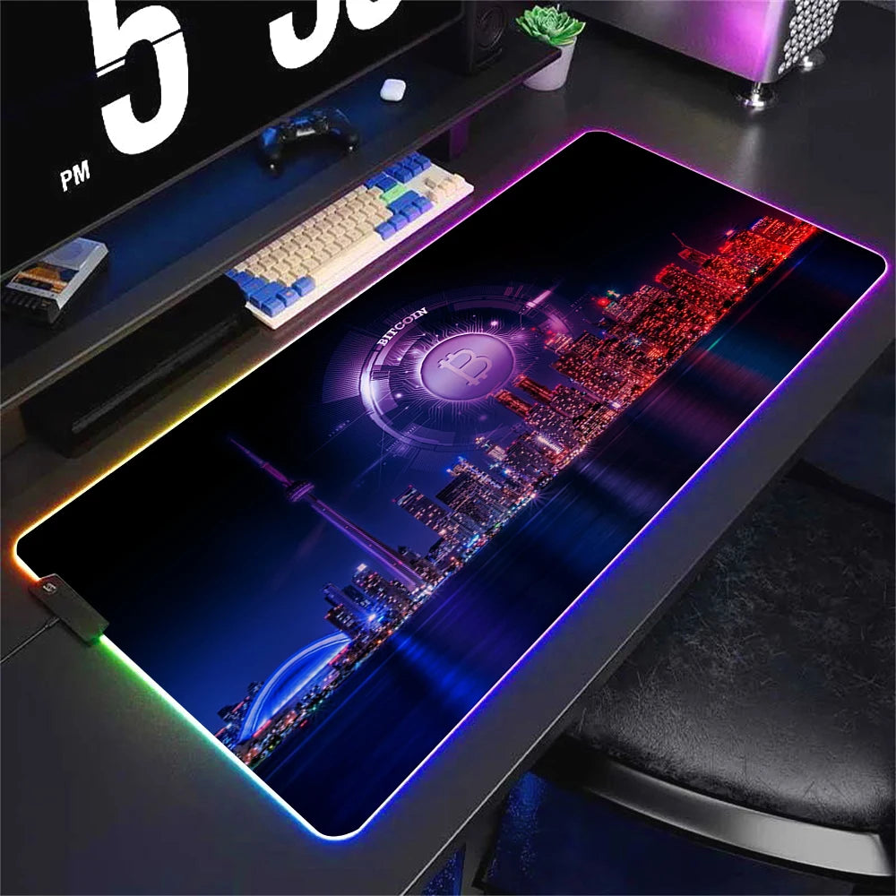 Large RGB Gaming Mouse Pad Non-slip Waterproof Desk Mat with Backlit Edge for Office and Gaming