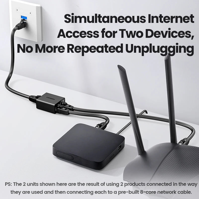 RJ45 1 to 2 Ethernet Splitter Adapter Network Cable Coupler for PC Laptop TV Box Router 100Mbps